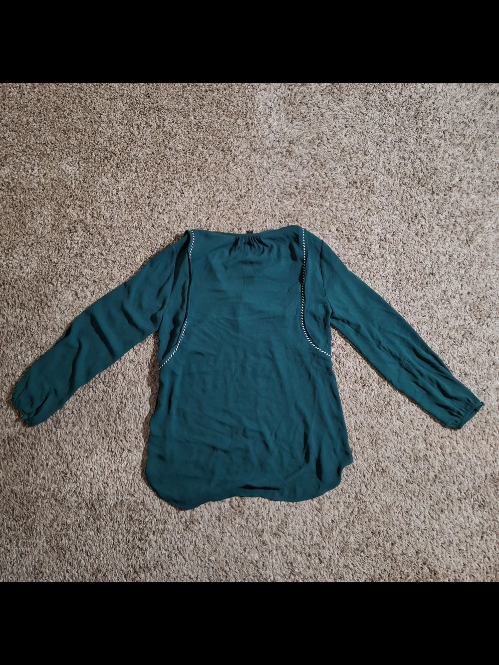 J. Crew Forest Green Braided Trim Tassel Tunic Blouse (Size 00)